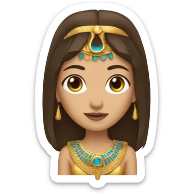 Cleopatra with long brown hair sticker