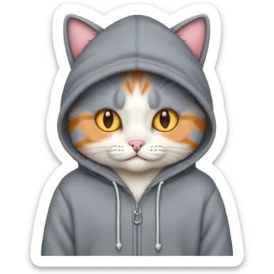 Cat wearing a hoodie sticker