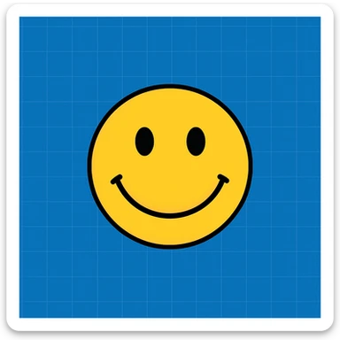 Frame 7: Background is mostly blue, only a little gradient left, grid lines mostly drawn, smiley face unchanged sticker