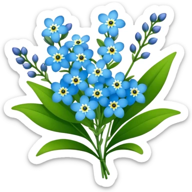 bouquet Myosotis alpestris, luxuriant, stem, leaf, bud sticker