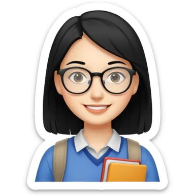 a female college student, and black hair, no back pack sticker