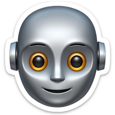 friendly robot face AI emoji icon, simple and modern sticker