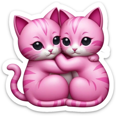 Pink cats hugging sticker