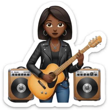 concert black Cable reels connected do a guitar woman sticker