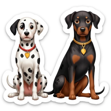 2 adults dogs : 1 Dalmatian + 1 dobermann sticker