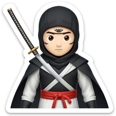 Emoji de ninja capa blanca y la espada  sticker
