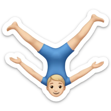 young kid in mid-somersault, cheerful sticker