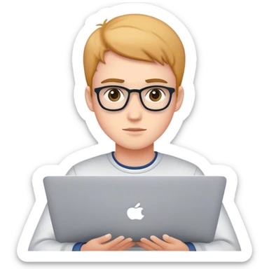 Student with a macbook  sticker