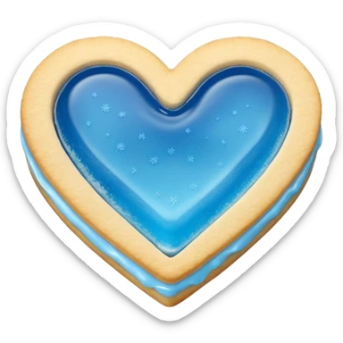 Realistic shortbread cookie in the shape of a heart with Carolina Blue color jelly middle filling and sprinkled powder sugar on top. sticker