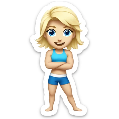 blonde blue eyed girl flexing full body sticker