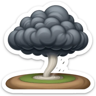 A thick dark funnel cloud sweeping across open plains. sticker