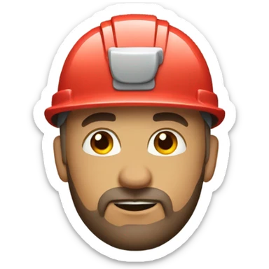 Short lumberjack man bald brown eyes helmet sticker