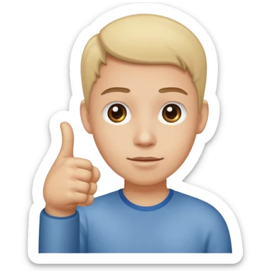 straight face with hand with thumb sticking right sticker