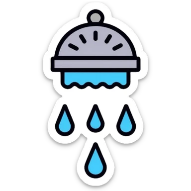 shower head with water drops sticker