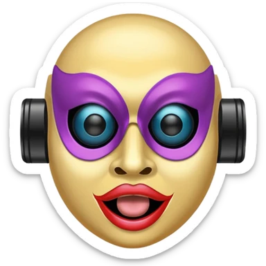Please generate a multicolored mask with speaker as mouth. sticker