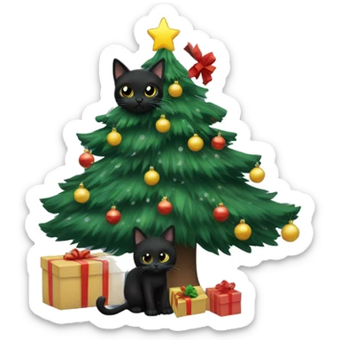 Black cat in a Christmas tree  sticker