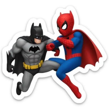 Batman beating spider man sticker