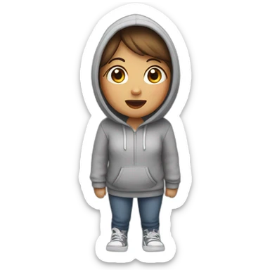 Cute woman with a hoodie bending and barking sticker