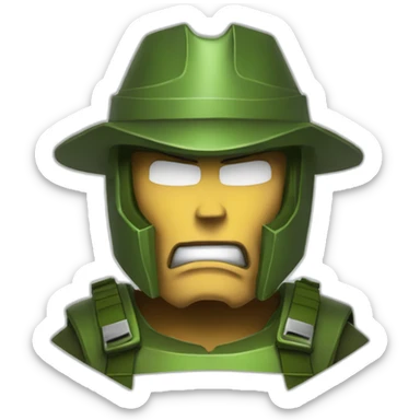 Doomguy in a paper hat sticker