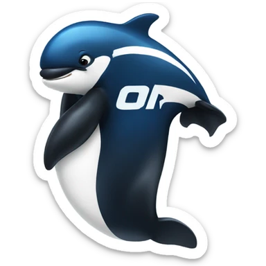 Orca wearing a blue football jersey with muscles  sticker