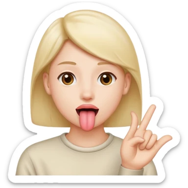 tongue out with hands to the side sticker