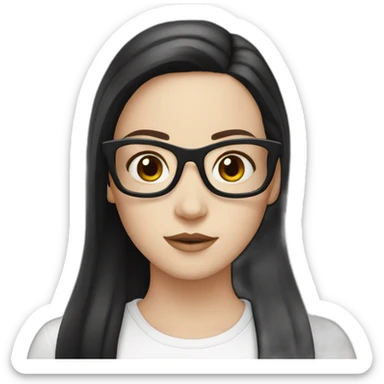 White Girl with black hair with white skin and wings and glasses sticker