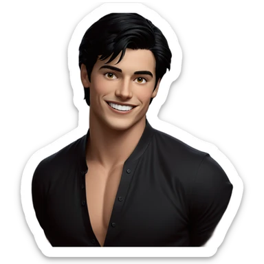 smiling boy with black hair sticker