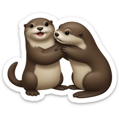 Otter hugging another otter  sticker