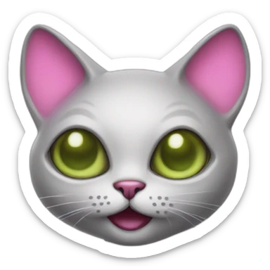 cat alien with a pink cheeks sticker
