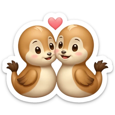 Two cute little creatures, giving each other a kiss, and some words that say "Te amo mi bichín"  sticker