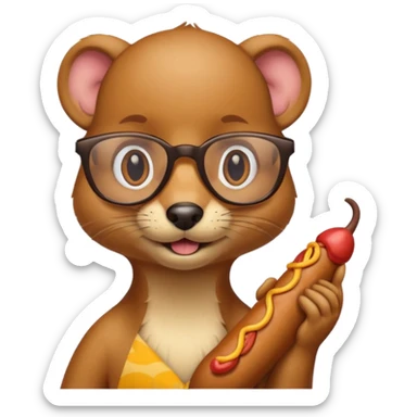 Weasel with glasses and wiener in his hand sticker