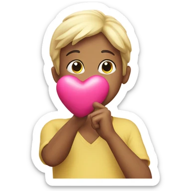 Blowing a kiss with pink heart sticker
