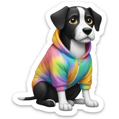Black and white dog in a onesie sticker