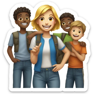 girl smiling with boys sticker