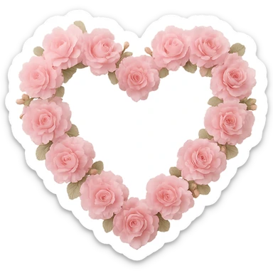 pink heart wreath, remove background sticker