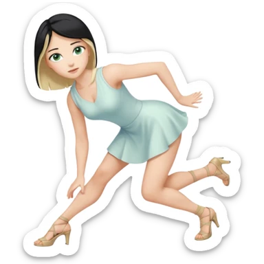 King, upright, black Hair, blue eyes, whole body, Woman, blonde Hair, Green eyes, bending knee, sleveless White Dress, sticker