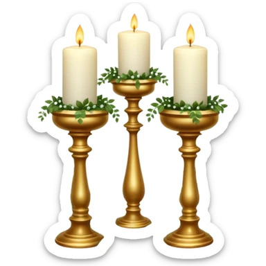 Aesthetic scenic beautiful gorgeous pretty elegant sparkly shiny scene of Candles, flowers, marble pedestals, lush vines, ferns, scenic aesthetic scenery sticker