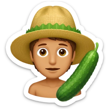 Rick with a cucumber hat sticker