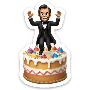 Abraham Lincoln, jumping out of a birthday cake sticker