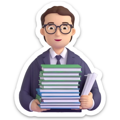 accountant with glasses and stack of papers sticker