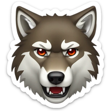 Red colour angry wolf sticker