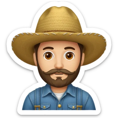 Un muchacho con sombrero vaquero y con barba  sticker