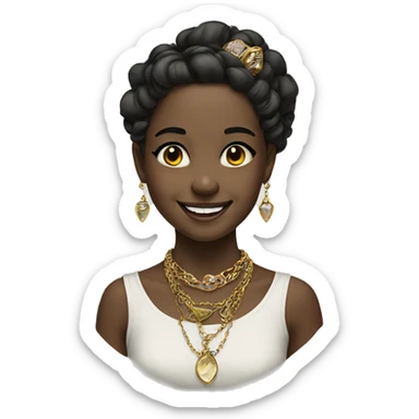 smiling girl with jewelry portrait with black eyes  sticker