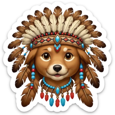 dog in a Native American costume sticker