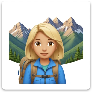 girl backpacking, travelling mountains background sticker