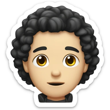 A young white man with big black hair doing the silence sign sticker