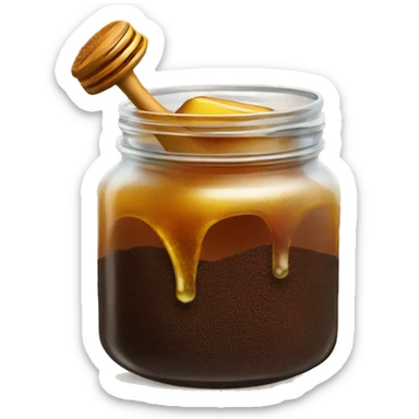 coffee grounds and honey mixture in jar sticker