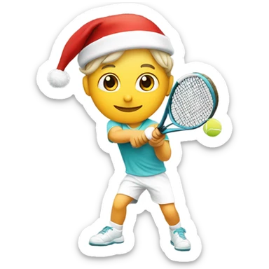 Tennis player playing tennis wearing Santa hat Caucasian sticker