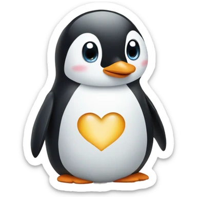 Penguin with hearts sticker