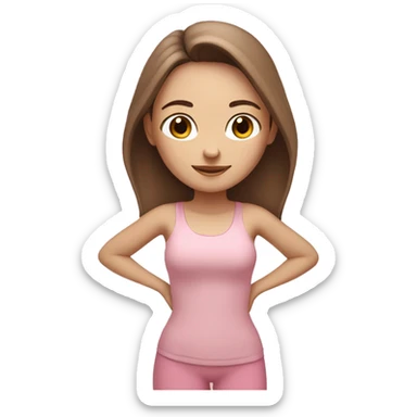 White skin brown hair yoga girl light pink clothes  sticker